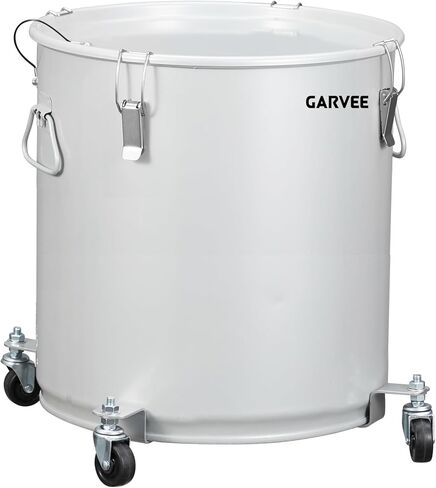 Garvee Fryer Grease Bucket 8 gal, Coated Carbon Steel Oil Filter Pot with Caster Base, Oil Disposal Caddy, Transport Container with Lid Lock Clip Nylon Filter Bag, Silver in Kuwait
