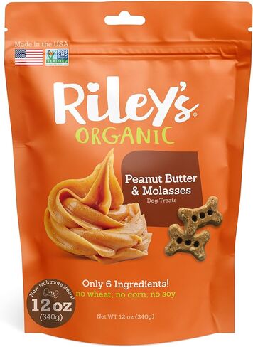 Riley's Dog Biscuits - Organic & Crunchy Small Dog Treats for Training and Reward - All Natural Bone Biscuits Made in USA - 12oz, Peanut Butter in Saudi Arabia