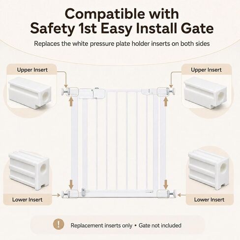 4 Pack Screw Pressure Plate Holder Insert Replacement Part Compatible with Safety 1st Easy Install Gate, Replacement Parts for Walk-Through Gate, 2 Upper & 2 Lower Insert, Quick Fix in Kuwait