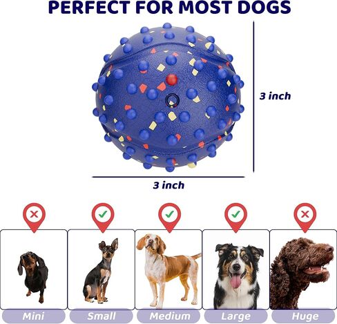 Dog Balls with Bell, Indestructible Dog Toy Ball for Aggressive Chewers, Durable High Elasticity Interactive Ball for Training Dog Catch and Fetch, Large Medium Small Dog (3in, Blue) in Kuwait
