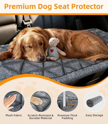 Backseat Pet Bed Mat, Non-Slip Dog Seat Cover with Scratch-Resistant Padding, Dog Bed for Cars, Trucks & SUVs, Universal Fit for Backseat Extenders (Gray) in Saudi Arabia