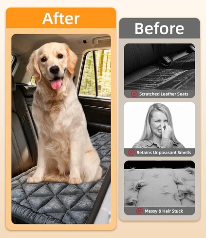 Backseat Pet Bed Mat, Non-Slip Dog Seat Cover with Scratch-Resistant Padding, Dog Bed for Cars, Trucks & SUVs, Universal Fit for Backseat Extenders (Gray) in Saudi Arabia