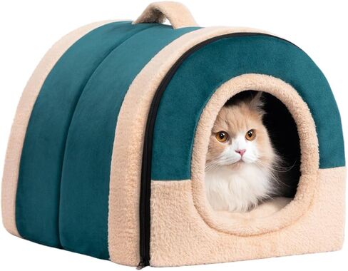 Hollypet Cat Bed Self-Warming Kitty Cave Hut House Nest Pet Sleeping Bed for Indoor Cats, Yellow, Pineapple Cave in Kuwait