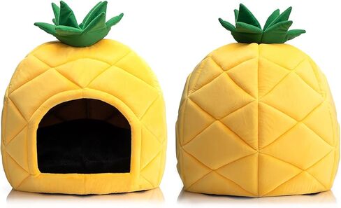 Hollypet Cat Bed Self-Warming Kitty Cave Hut House Nest Pet Sleeping Bed for Indoor Cats, Yellow, Pineapple Cave in Saudi Arabia