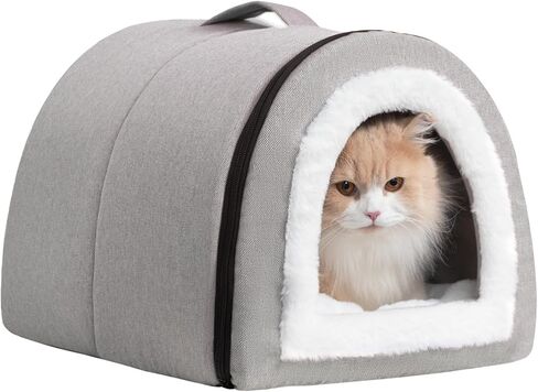 Hollypet Cat Bed Self-Warming Kitty Cave Hut House Nest Pet Sleeping Bed for Indoor Cats, Yellow, Pineapple Cave in Saudi Arabia