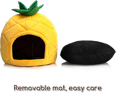 Hollypet Cat Bed Self-Warming Kitty Cave Hut House Nest Pet Sleeping Bed for Indoor Cats, Yellow, Pineapple Cave in Saudi Arabia