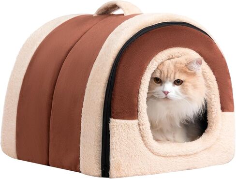 Hollypet Cat Bed Self-Warming Kitty Cave Hut House Nest Pet Sleeping Bed for Indoor Cats, Yellow, Pineapple Cave in Saudi Arabia