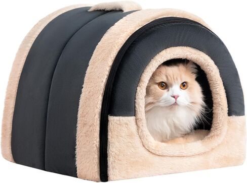 Hollypet Cat Bed Self-Warming Kitty Cave Hut House Nest Pet Sleeping Bed for Indoor Cats, Yellow, Pineapple Cave in Saudi Arabia