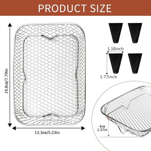 3 Tiers Stackable Air Fryer Racks, 7.79"x5.23"x1.57" Stainless Steel Dehydrator Trays with Non-slip Feet for Ninja DZ201 DZ071 DZ090 DZ302 DZ401 DZ550 SL401 Dual Airfryer in Kuwait