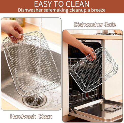 3 Tiers Stackable Air Fryer Racks, 7.79"x5.23"x1.57" Stainless Steel Dehydrator Trays with Non-slip Feet for Ninja DZ201 DZ071 DZ090 DZ302 DZ401 DZ550 SL401 Dual Airfryer in Kuwait