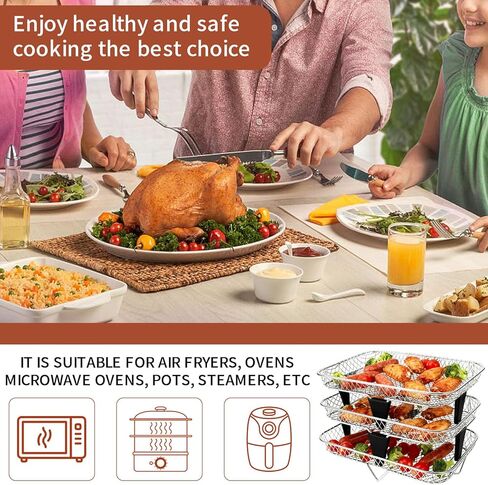 3 Tiers Stackable Air Fryer Racks, 7.79"x5.23"x1.57" Stainless Steel Dehydrator Trays with Non-slip Feet for Ninja DZ201 DZ071 DZ090 DZ302 DZ401 DZ550 SL401 Dual Airfryer in Kuwait