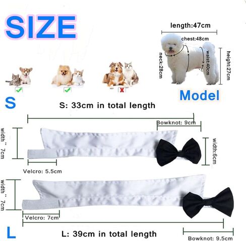Black Large Size Dog Bow Tie Basic Collars,Grooming Accessories Kitten Adjustable Formal Suit for Puppy Pet in Kuwait