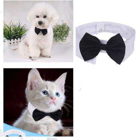 Black Large Size Dog Bow Tie Basic Collars,Grooming Accessories Kitten Adjustable Formal Suit for Puppy Pet in Kuwait