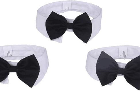 Black Large Size Dog Bow Tie Basic Collars,Grooming Accessories Kitten Adjustable Formal Suit for Puppy Pet in Kuwait