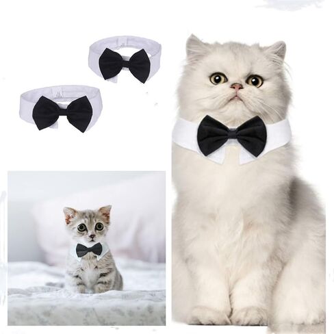 Black Large Size Dog Bow Tie Basic Collars,Grooming Accessories Kitten Adjustable Formal Suit for Puppy Pet in Kuwait