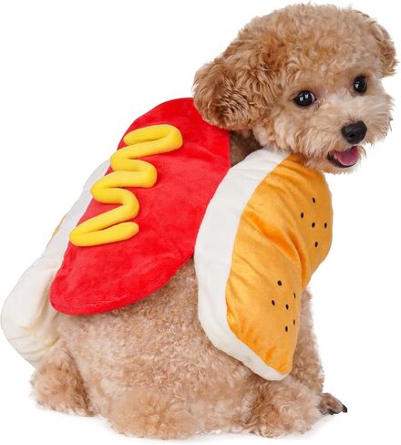 Pet Hot Dog Costume Funny Food Halloween Dog Cosplay Cat Costume for Small to Medium Puppies and Cats (Large) in Kuwait