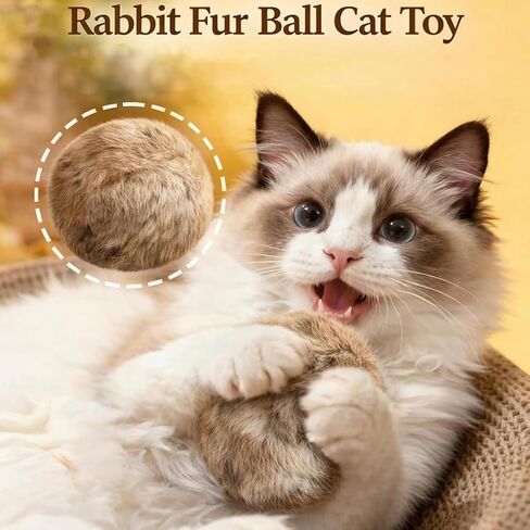 3PCS Soft Fluffy Rabbit Fur Catnip Balls – Fake Fur Cat Toys for Indoor Cats, Washable & Fun to Chase, Perfect for Bunny Kicks, Exercise & Bonding in Kuwait