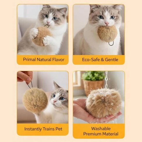 3PCS Soft Fluffy Rabbit Fur Catnip Balls – Fake Fur Cat Toys for Indoor Cats, Washable & Fun to Chase, Perfect for Bunny Kicks, Exercise & Bonding in Kuwait
