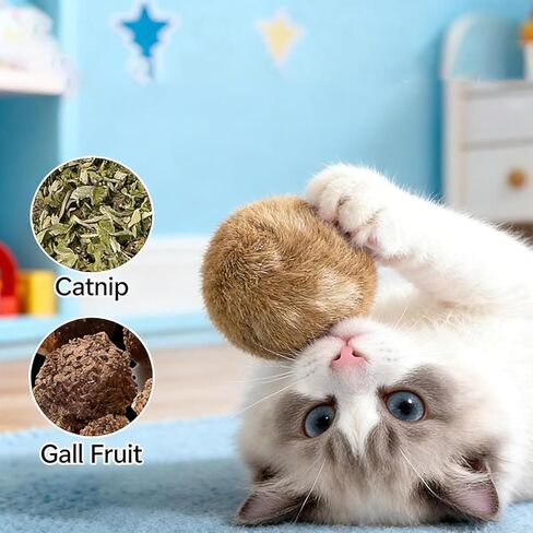 3PCS Soft Fluffy Rabbit Fur Catnip Balls – Fake Fur Cat Toys for Indoor Cats, Washable & Fun to Chase, Perfect for Bunny Kicks, Exercise & Bonding in Kuwait