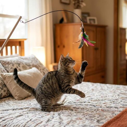 Molain 3 Pcs Cat Wand Toy Replacement Strings, 25 Inch Long Cat Toy String Cat Toy Wire with Lobster Clasps for All Lures Cats Stick in Kuwait