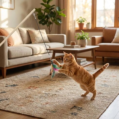 Molain 3 Pcs Cat Wand Toy Replacement Strings, 25 Inch Long Cat Toy String Cat Toy Wire with Lobster Clasps for All Lures Cats Stick in Kuwait