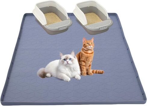 Cat Litter Mat,34" x22" Silicone Cat Mat for Litter Box, Soft Kitty Litter Trapping Mats for Scatter Control,Easy Cleaning& Waterproof Cat Litter Pads in Kuwait