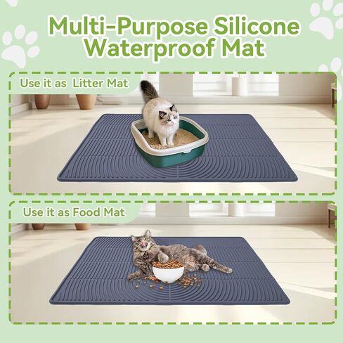 Cat Litter Mat,34" x22" Silicone Cat Mat for Litter Box, Soft Kitty Litter Trapping Mats for Scatter Control,Easy Cleaning& Waterproof Cat Litter Pads in Kuwait