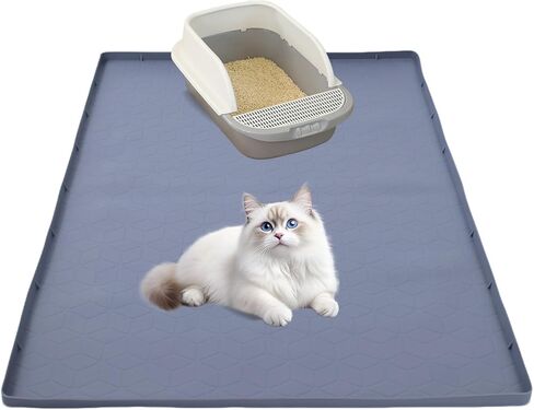 Cat Litter Mat,34" x22" Silicone Cat Mat for Litter Box, Soft Kitty Litter Trapping Mats for Scatter Control,Easy Cleaning& Waterproof Cat Litter Pads in Kuwait