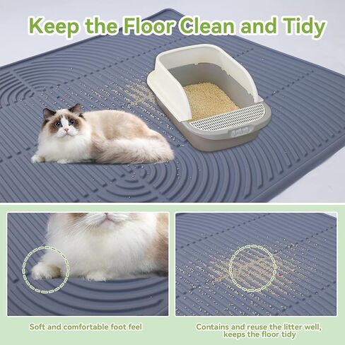 Cat Litter Mat,34" x22" Silicone Cat Mat for Litter Box, Soft Kitty Litter Trapping Mats for Scatter Control,Easy Cleaning& Waterproof Cat Litter Pads in Kuwait