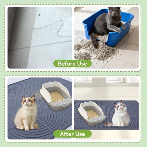 Cat Litter Mat,34" x22" Silicone Cat Mat for Litter Box, Soft Kitty Litter Trapping Mats for Scatter Control,Easy Cleaning& Waterproof Cat Litter Pads in Kuwait