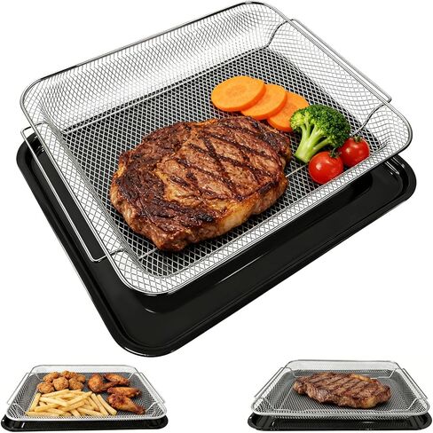 Toast Oven Air Fryer Basket with Tray for GE Appliances, 15" x 12" Replacement Accessories Grill Rack Tray for GE Range & Wall Oven PM48X120 Air Frying Crispy Baking Roasting, Dishwasher Safe in Kuwait
