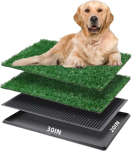 Dog Grass Pee Pad with Tray, 3-Layer Reusable & Washable Potty Training Pad, Artificial Turf for Indoor Outdoor Use, for Small & Medium Dogs (30 x 20 Inch) in Kuwait