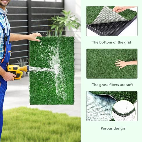 Dog Grass Pee Pad with Tray, 3-Layer Reusable & Washable Potty Training Pad, Artificial Turf for Indoor Outdoor Use, for Small & Medium Dogs (30 x 20 Inch) in Kuwait