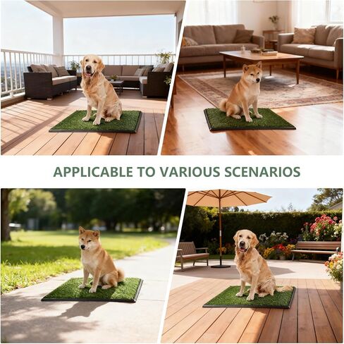 Dog Grass Pee Pad with Tray, 3-Layer Reusable & Washable Potty Training Pad, Artificial Turf for Indoor Outdoor Use, for Small & Medium Dogs (30 x 20 Inch) in Kuwait