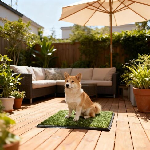 Dog Grass Pee Pad with Tray, 3-Layer Reusable & Washable Potty Training Pad, Artificial Turf for Indoor Outdoor Use, for Small & Medium Dogs (30 x 20 Inch) in Kuwait