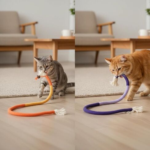 Cat Chew Rope Durable Safe : 3Pcs Natural Organic Cotton Kitten Teething Toy for Indoor Cats, Catnip-Infused Chew Toys for Interactive Boredom Relief & Teeth Cleaning in Kuwait