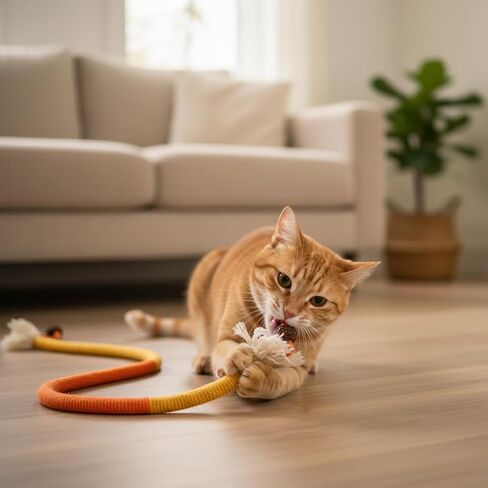 Cat Chew Rope Durable Safe : 3Pcs Natural Organic Cotton Kitten Teething Toy for Indoor Cats, Catnip-Infused Chew Toys for Interactive Boredom Relief & Teeth Cleaning in Kuwait