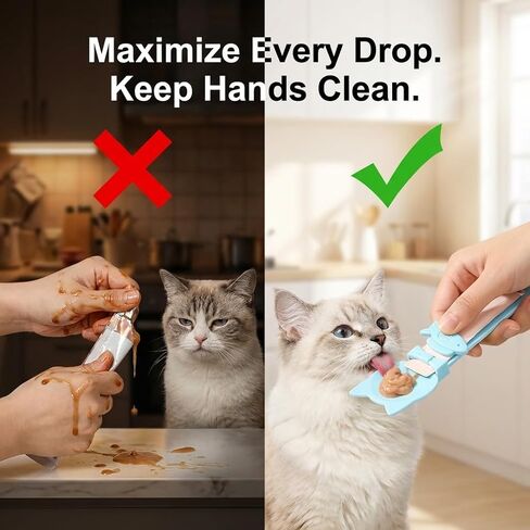 Cat Treat Squeezer Spoon, Lickable Treat Dispenser with Interactive Fish Slider & Safe Cat-Head Bowl, Zero Waste Puree Feeder Clip for Mess-Free Snacking, Tail Hook, Pastel Colors (3 Pack) in Kuwait