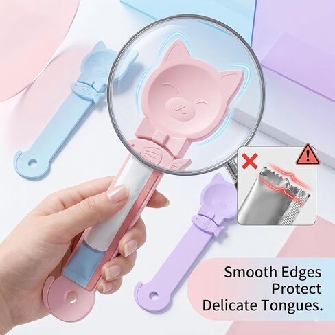 Cat Treat Squeezer Spoon, Lickable Treat Dispenser with Interactive Fish Slider & Safe Cat-Head Bowl, Zero Waste Puree Feeder Clip for Mess-Free Snacking, Tail Hook, Pastel Colors (3 Pack) in Kuwait