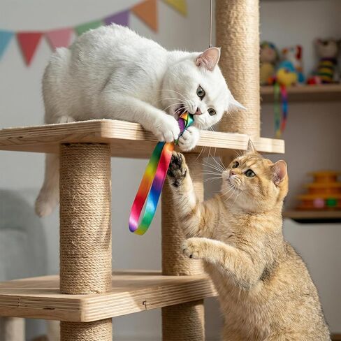 5Pcs Cat Wand Toys Refills, Cat Wand Replacement with Bells, Colorful Wand Attachments for Exercise and Play, Durable and Safe Cat Toy for Most Cats, Kittens in Kuwait