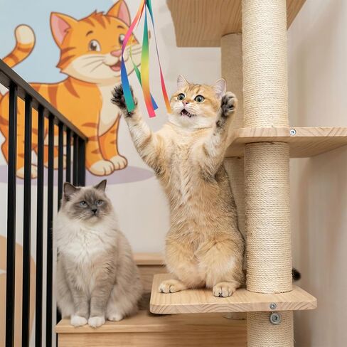 5Pcs Cat Wand Toys Refills, Cat Wand Replacement with Bells, Colorful Wand Attachments for Exercise and Play, Durable and Safe Cat Toy for Most Cats, Kittens in Kuwait