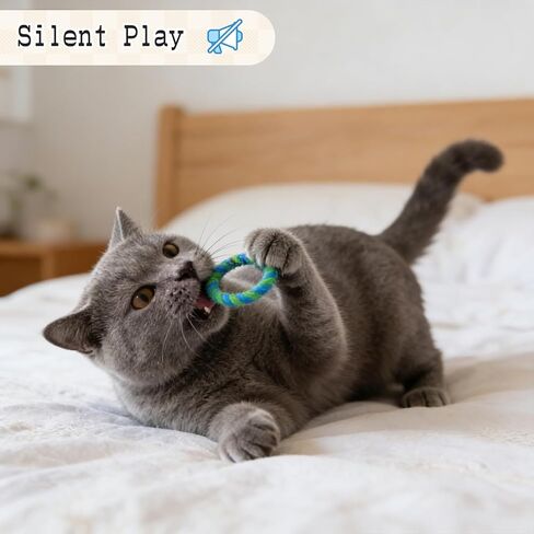 Andiker 4 Pcs Interactive Cat Toys, ‌Color Blending Wool and Hemp Rope Ring Cat Chew Toys, Cat Rope Toy for All Ages Cats for Indoor Chasing Teasing Chewing in Kuwait