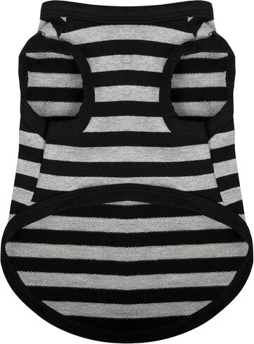 Breathable Striped Tank Top Dog Shirts: Sleeveless Pet Clothes in Happy Colors for Small/Medium Breeds.Grey S in Kuwait