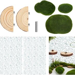Catcan Jumping Spider Accessories Kit, Complete Terrarium Decoration Set with Magnetic Semi-Circular Wooden Blocks, Decorative Moss, Small Climbing Net for Natural Habitat Enrichment in Saudi Arabia