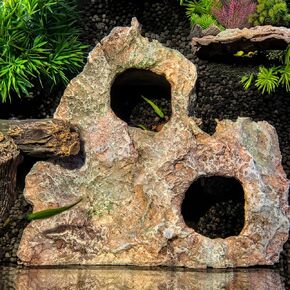 Large Resin Aquarium Cave Hideout, Fish Tank Rock Decor with 2 Top Viewing Holes and Side Viewing Window, Shelter for Betta, Shrimp and Small Fish, 8.3 x 7.5 x 3.5 in in Saudi Arabia