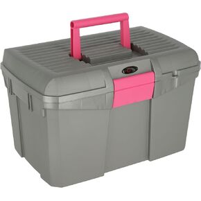 KERBL Grooming Box Siena Grey/Pink with Removable Insert - Modern, Rectangular, Flip Top, Lockable, Water Resistant, 15.75 x 10.83 x 9.65 inches in Saudi Arabia