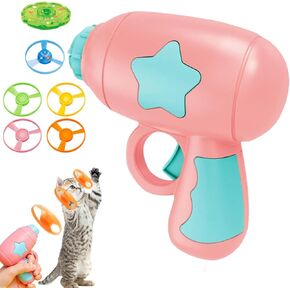 Bamboo Dragonfly Catapult Pistol, Bamboo Dragonfly Catapult Launcher, Flying Disc Launcher Toy with LED Glow, Interactive Play for Cats & Outdoor Fun, Exercise & Night Activity (Pink) in Kuwait