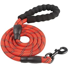 Rope Dog Leash 5 FT with Padded Handle, Reflective Nylon, Durable Training & Walking Leash for Medium Dogs, 360° Swivel Hook (Red, 3/8" Standard) in Kuwait