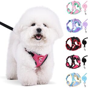 Coppthinktu Dog Harness with Leash Set for Small Sized Dogs Cats, No Pull Dog Harness Soft Mesh Cat Puppy Harness, Adjustable Reflective Step-in Pet Vest Harnesses for Outdoor Walking Training in Saudi Arabia