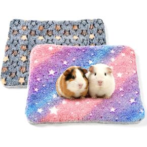 RAINFLOW 2Pack Bunny Guinea Pig Beds Small Animal Bed Guinea Pig Bed for Indoor Cage Mat Soft Fleece Mats Foldable Pet Mat, Plush Pad for for Rabbit Hamster Squirrel Hedgehog Chinchilla Ferret（Star） in Kuwait